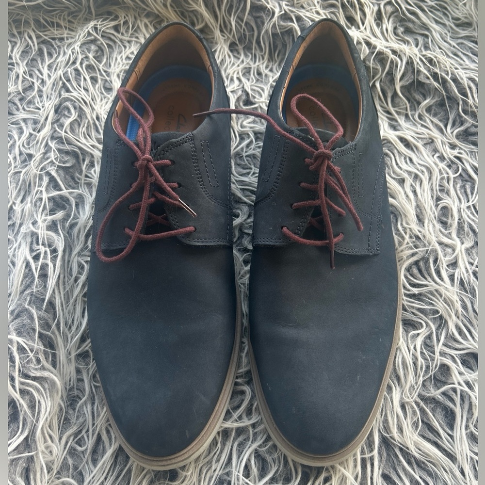 Clarks Atticus Lace Men's All-leather Upper Navy Marine Oxfords/ Shoes, Size 11M